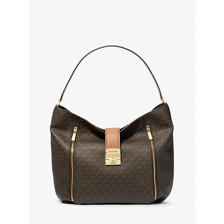 Michael Kors Addie Signature Logo Large Shoulder Bag, Brown