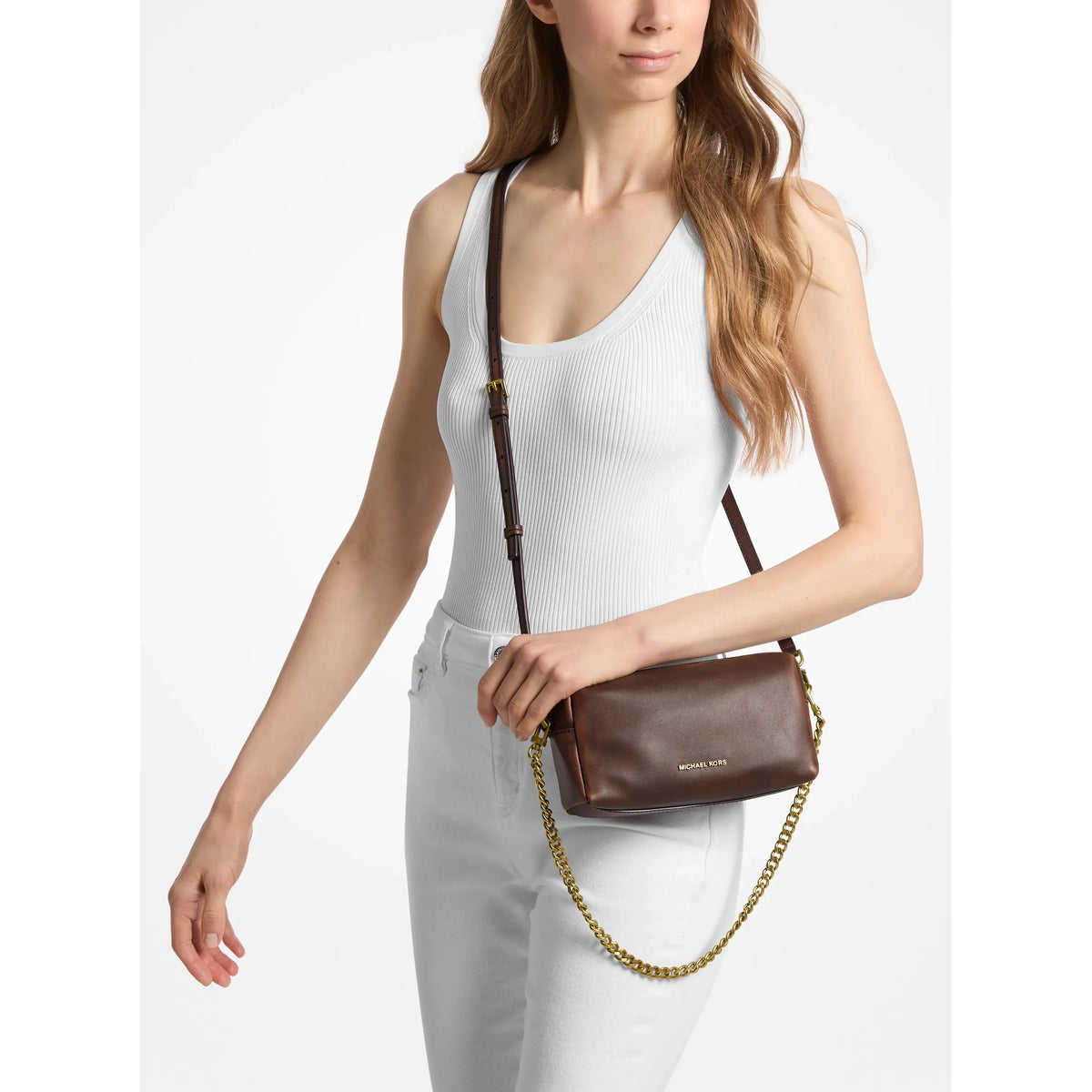 Michael Kors Bryant Small Leather Crossbody, Chocolate