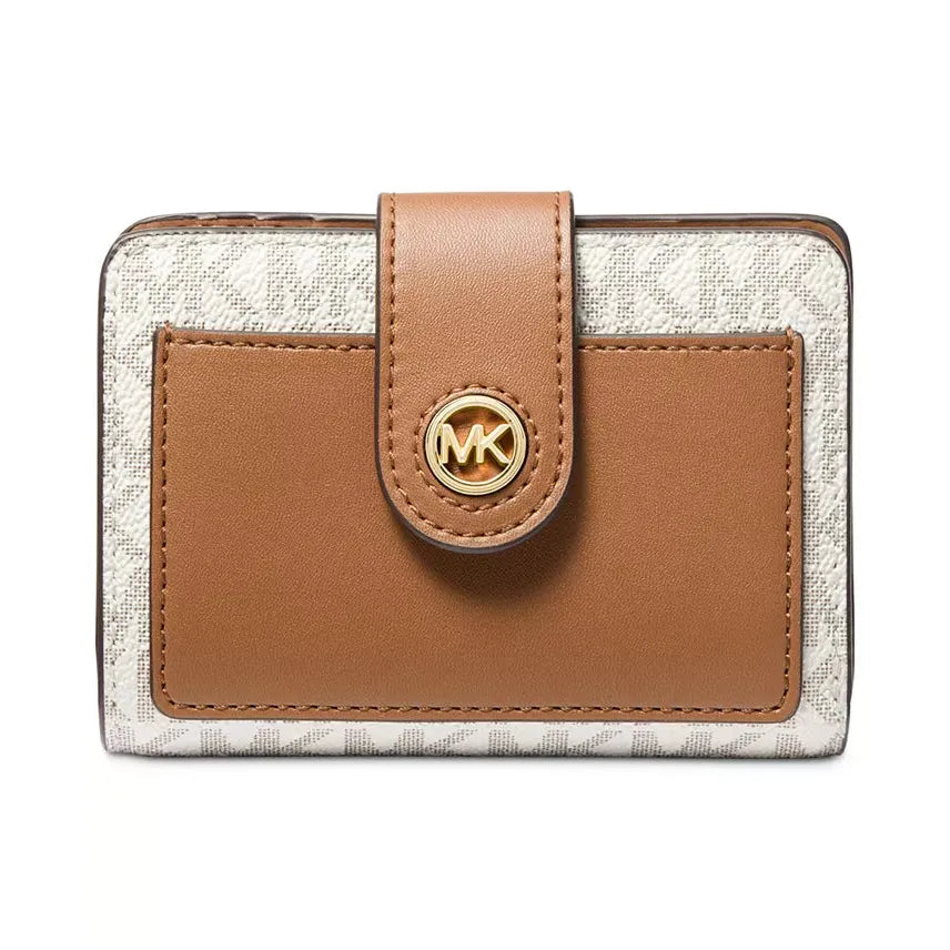 Michael Kors Charm Pocket Signature Logo Wallet, Vanilla