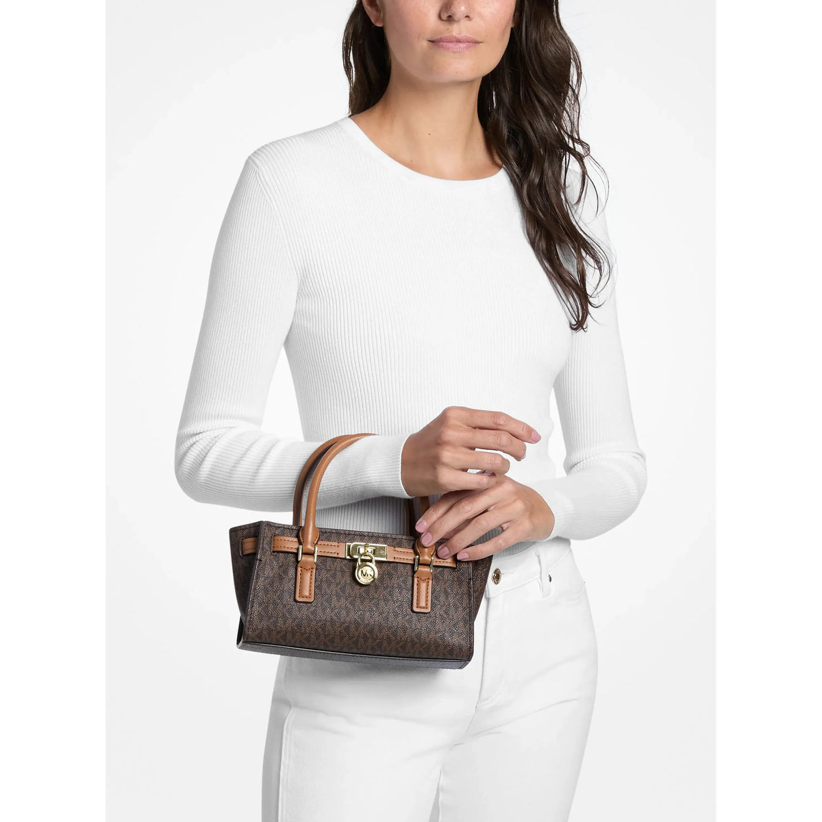Michael Kors Hamilton Moderne Extra Small Satchel, Signature Brown