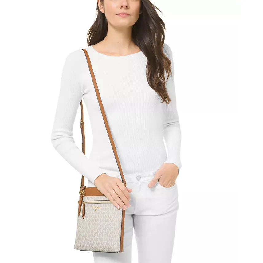 Michael Kors Jet Set Charm Flat Crossbody, Signature Vanilla