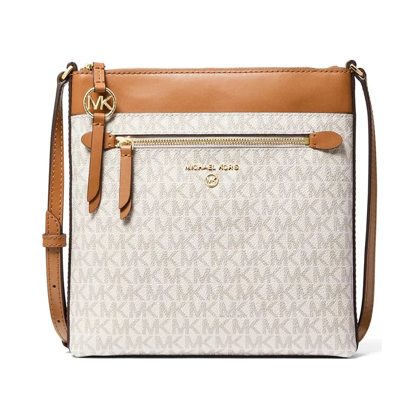 Michael Kors Jet Set Charm Signature Logo Flat Crossbody, Vanilla