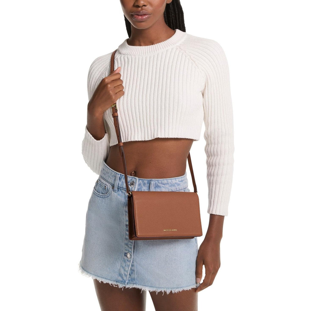 Michael Kors Jet Set Medium Leather Crossbody, Luggage