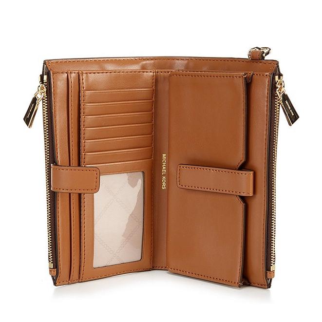 Michael Kors Jet Set Signature Double Zip Wristlet, Brown