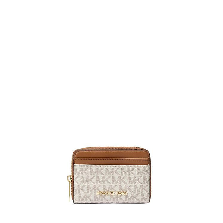 Michael Kors Jet Set Small Signature Logo Card Case, Vanilla
