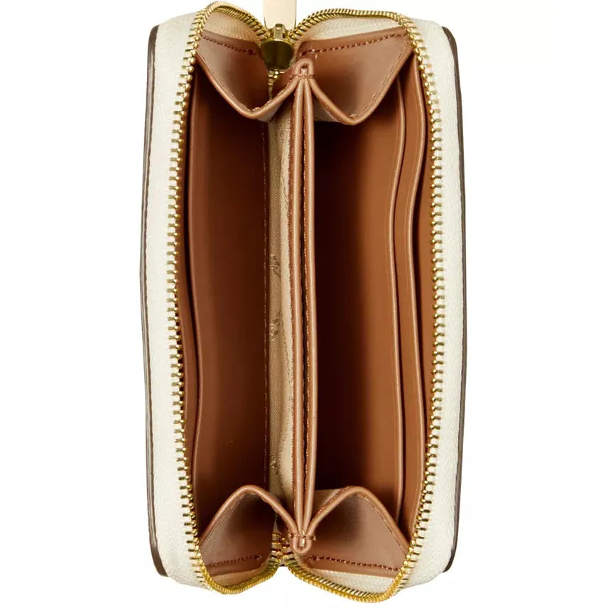 Michael Kors Jet Set Small Zip Around Card Case, Signature Vanilla