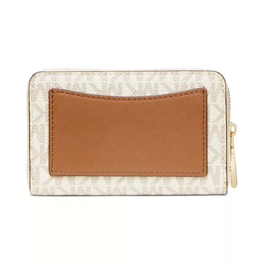 Michael Kors Jet Set Small Zip Around Card Case, Signature Vanilla