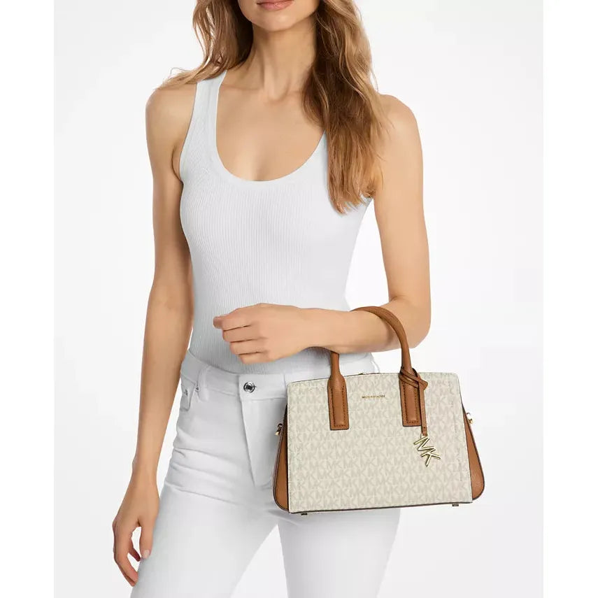 Michael Kors Laila Small Logo Signature Satchel, Vanilla