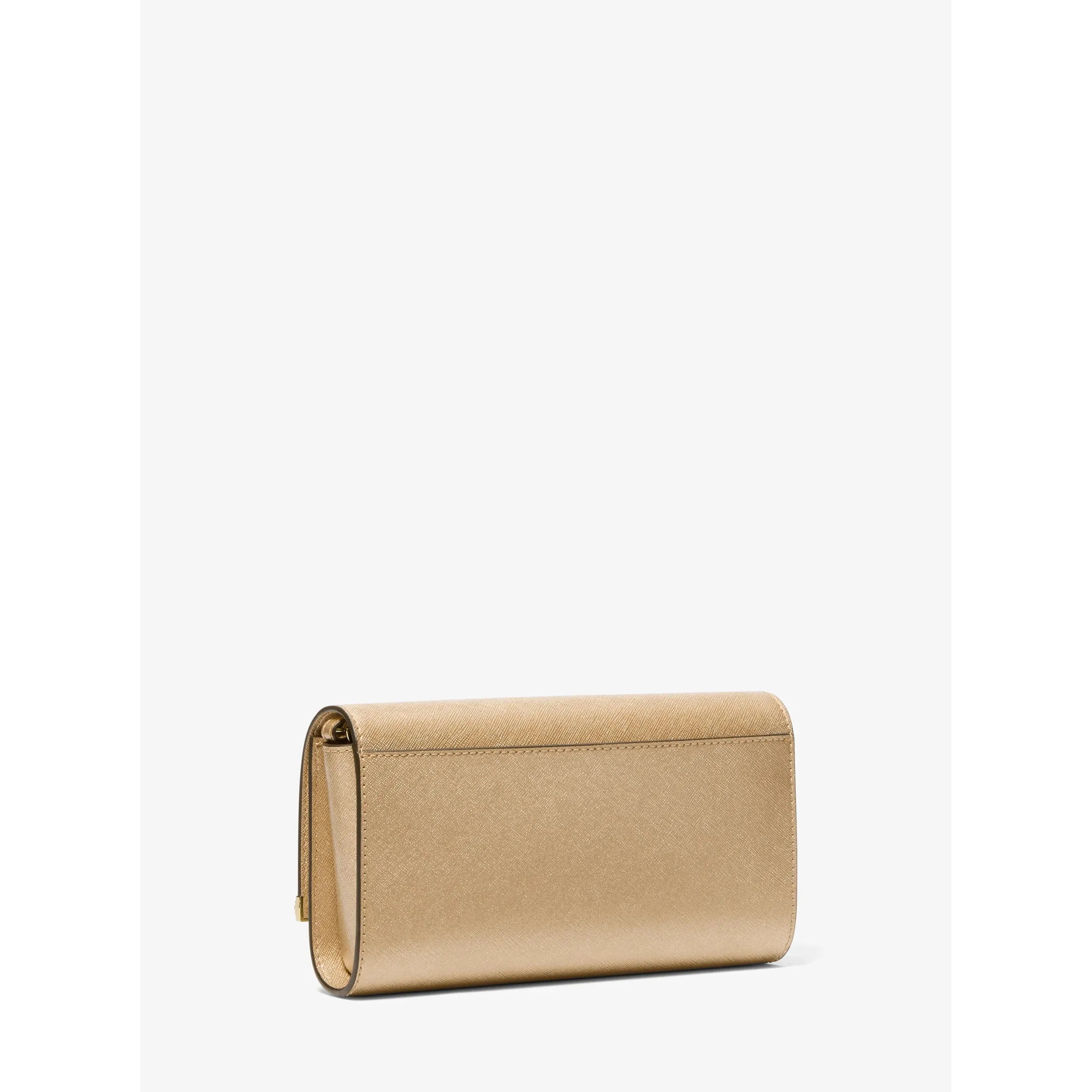 Michael Kors Mona Large Saffiano Leather Clutch, Gold