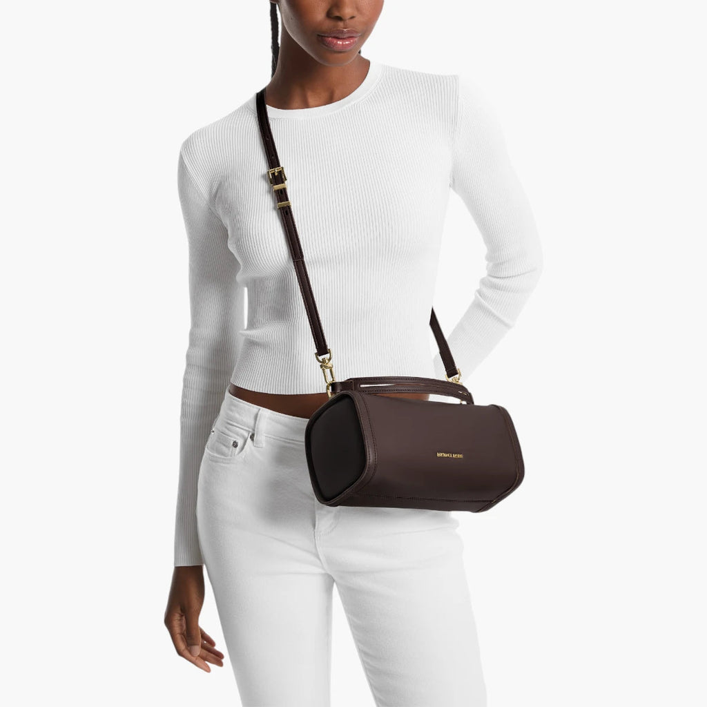 Michael Kors Orchard Barrel Leather Crossbody, Chocolate