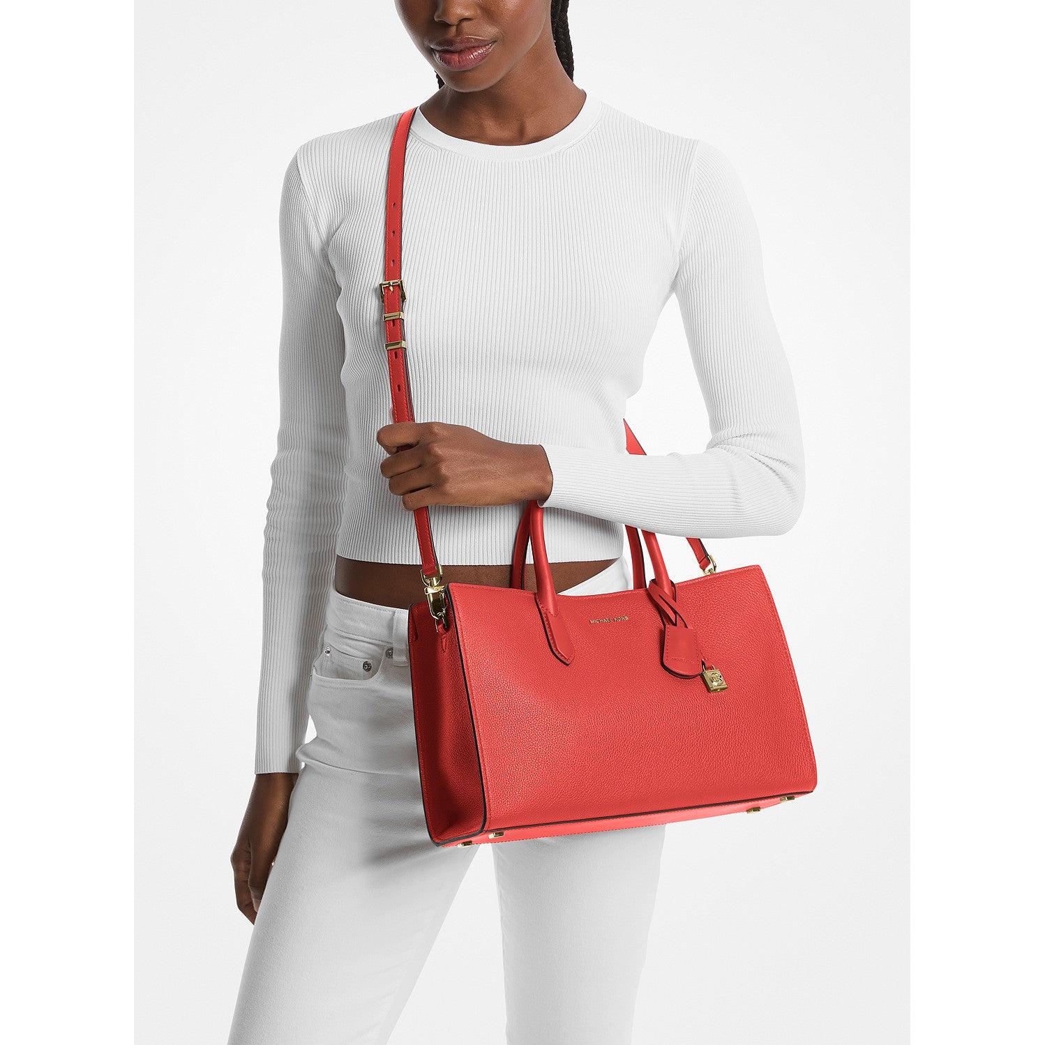Michael Kors Scarlett Leather Satchel, Orange Punch