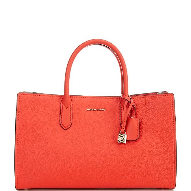 Michael Kors Scarlett Leather Satchel, Orange Punch