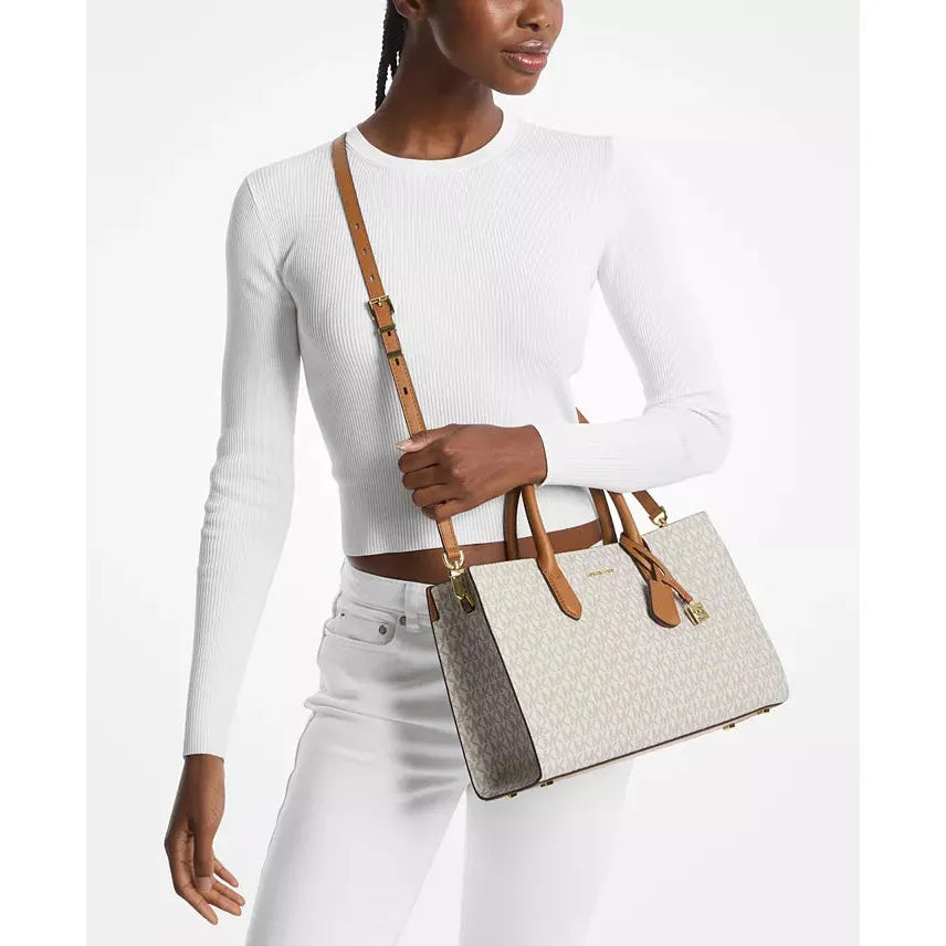 Michael Kors Scarlett Signature Logo Satchel, Vanilla
