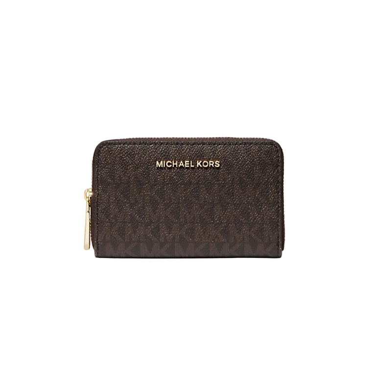 Michael Kors Small Zip Around Wallet, Signature Brown