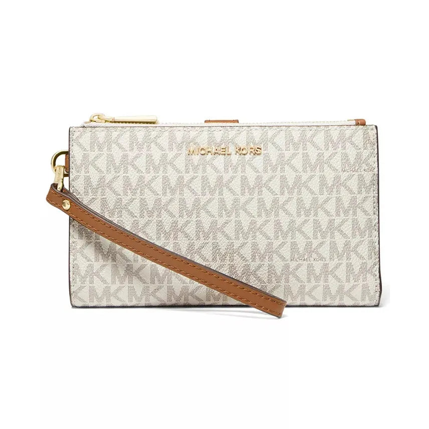 Micheal Kors Jet Set Signature Double Zip Wristlet, Vanilla