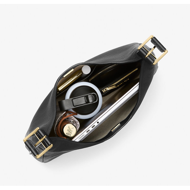 Micheal Kors Nolita Leather Shoulder Hobo Bag, Black