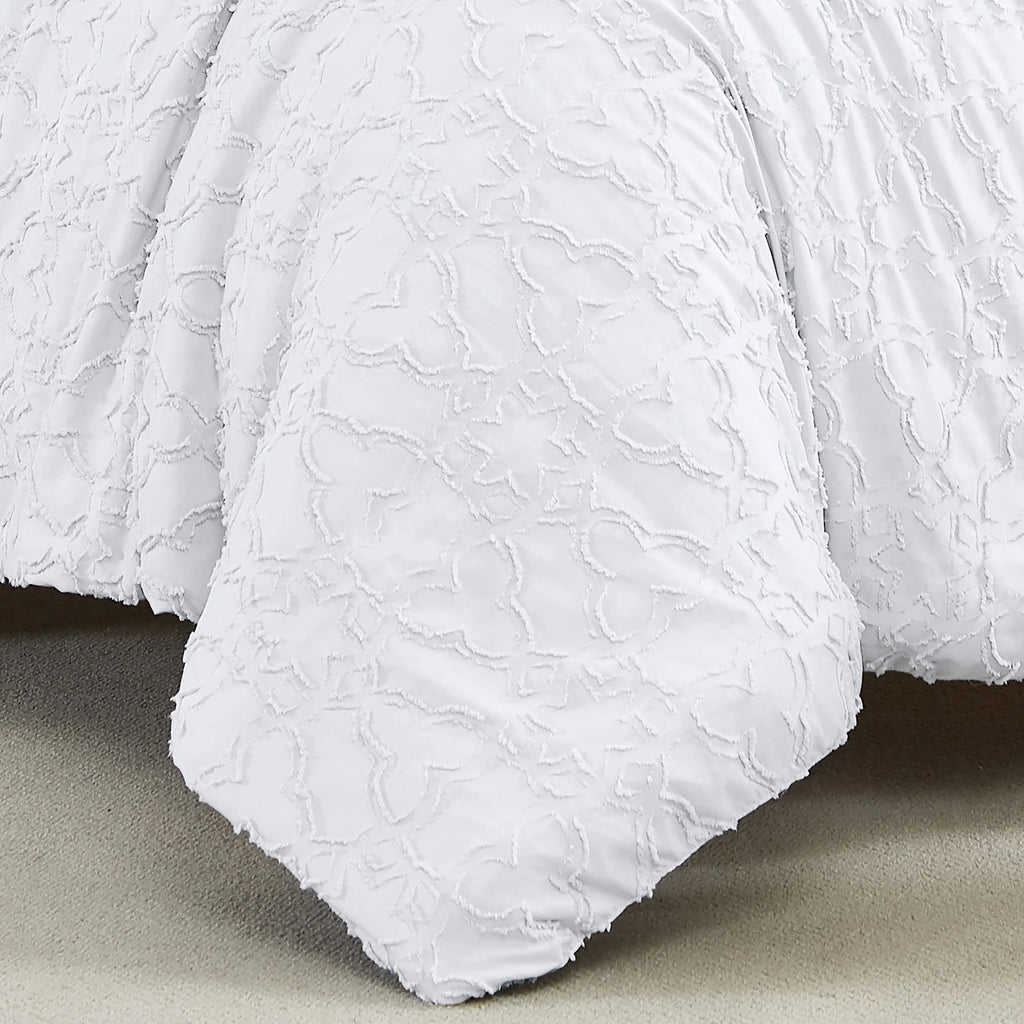 Moroccan Pattern Comforter Set, White