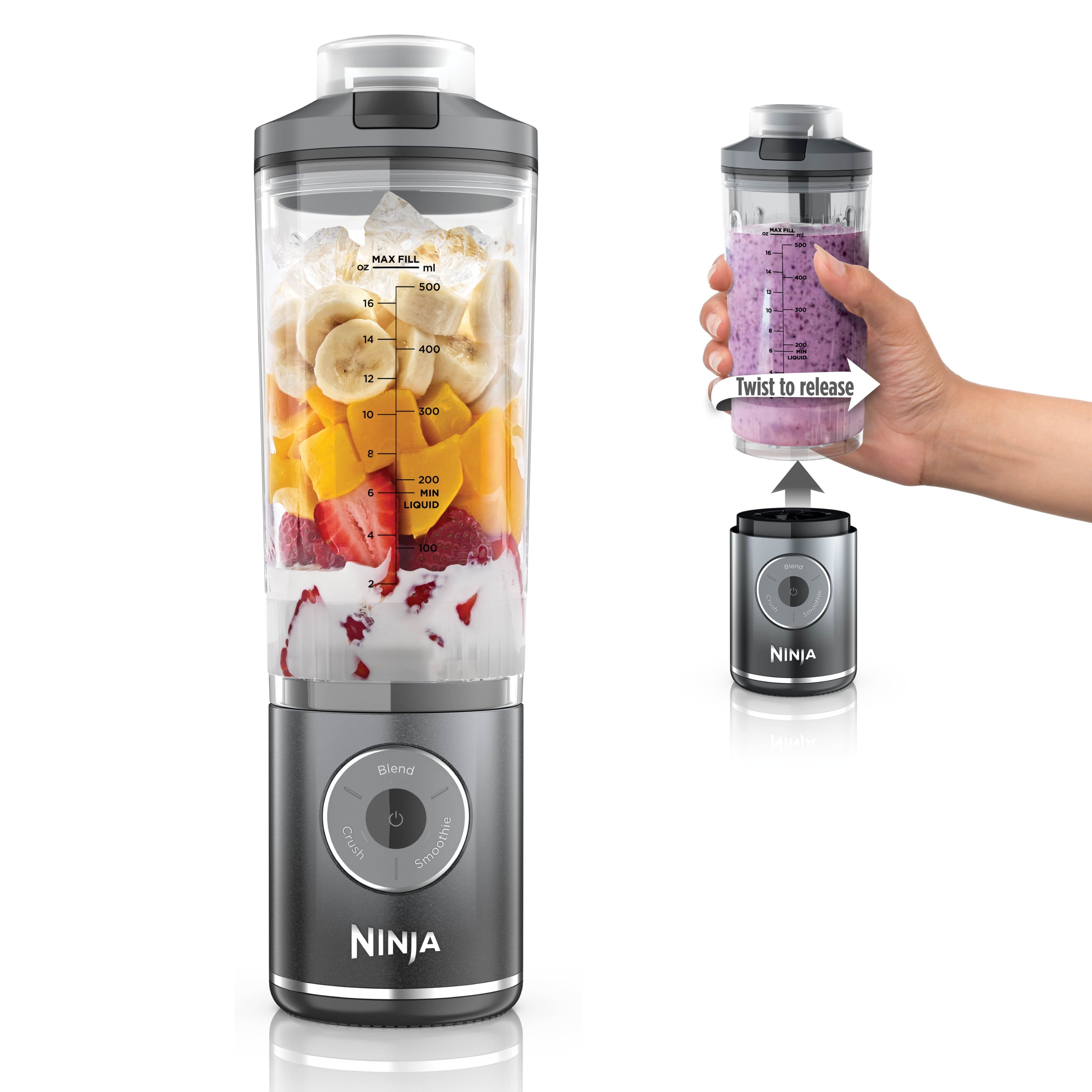 Ninja Blast Max Portable Blender with 22oz Twist & Go Vessel, Cool Gray
