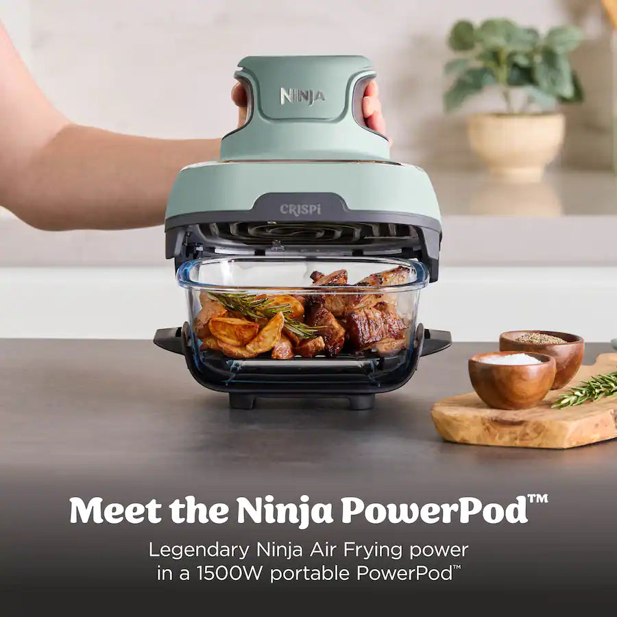 Ninja Crispi 4-in-1 Portable Glass Air Fryer Cooking System, Sage Green
