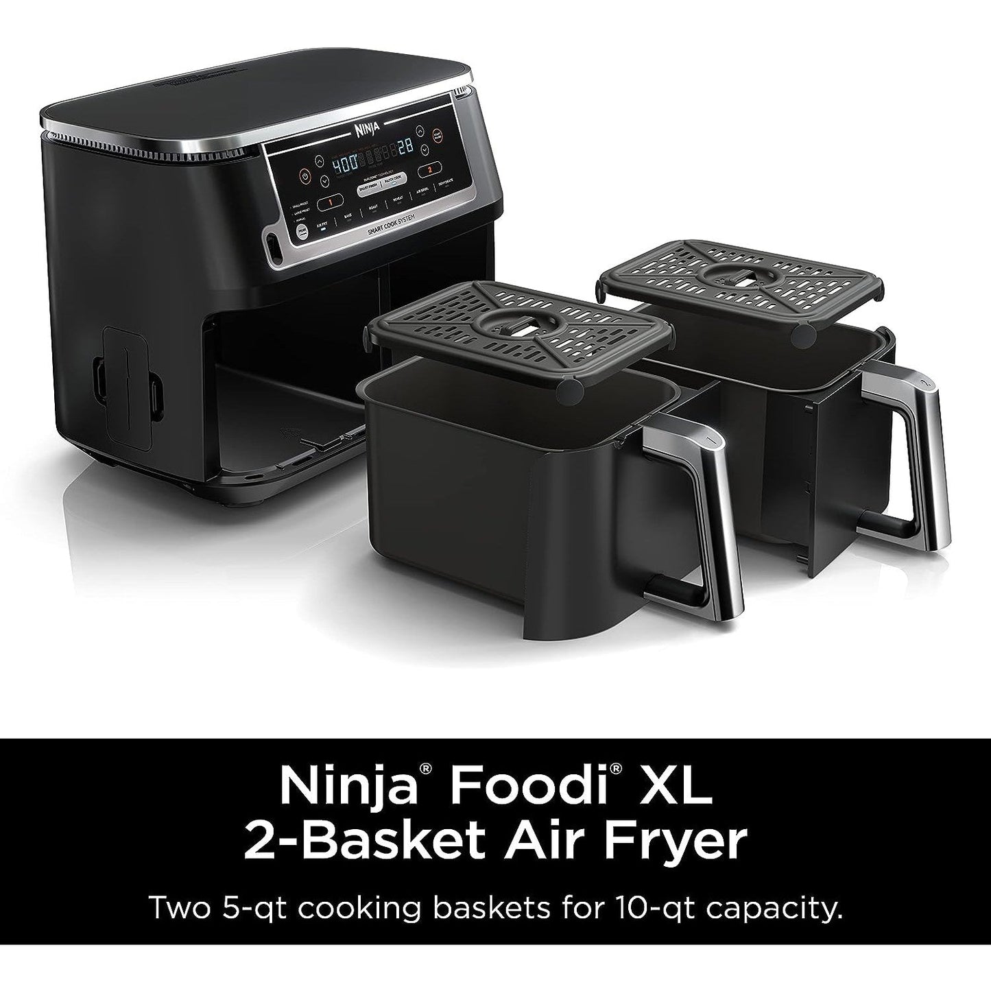 Ninja Foodi 6-in-1 / 10 Quart XL 2-Basket Air Fryer with DualZone Technology, Black