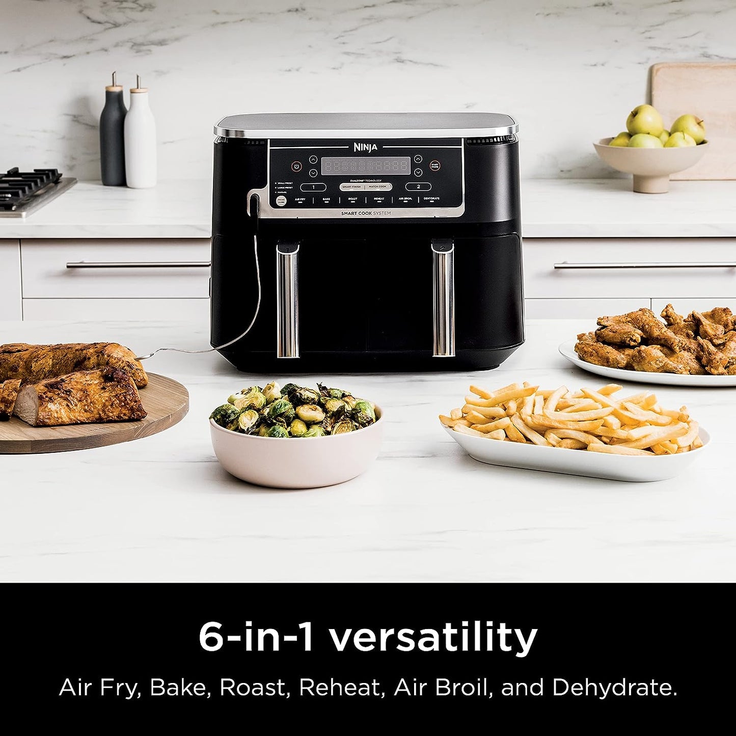 Ninja Foodi 6-in-1 / 10 Quart XL 2-Basket Air Fryer with DualZone Technology, Black