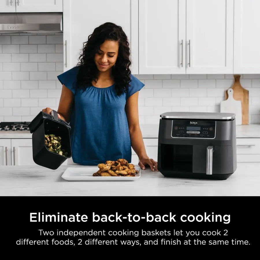 Ninja Foodi 6-in-1 8-Quart 2-Basket Air Fryer with DualZone Technology, Dark Gray