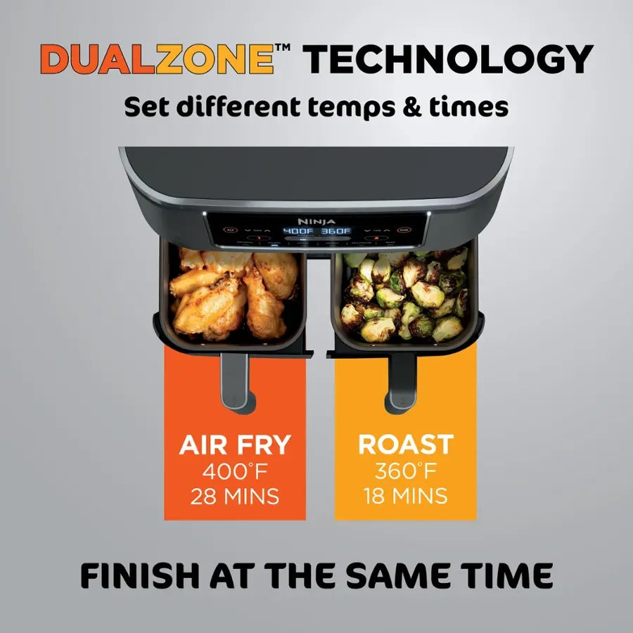 Ninja Foodi 6-in-1 8-Quart 2-Basket Air Fryer with DualZone Technology, Dark Gray
