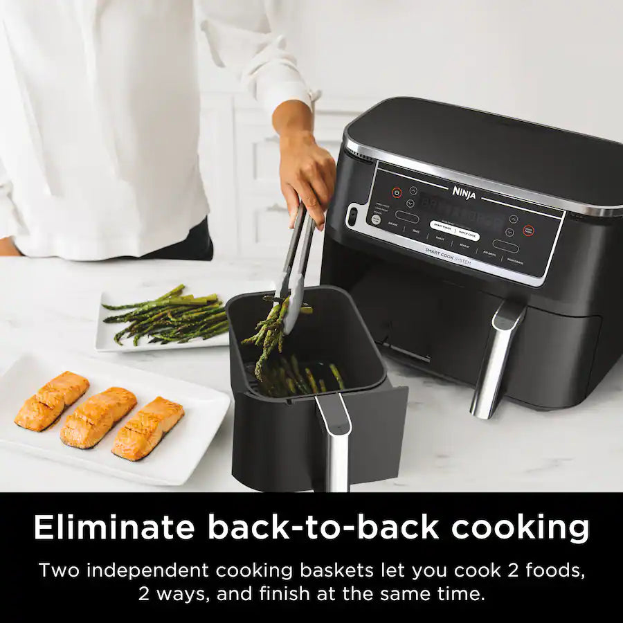 Ninja Foodi 6 in 1 XL 2 Basket Air Fryer Smart Cook System, Black