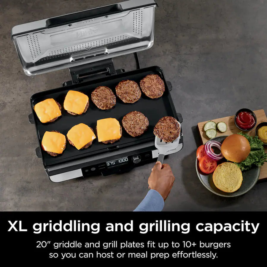 Ninja Sizzle Pro XL 20-Inch Indoor Griddle & Grill with ProTemp IQ, Silver