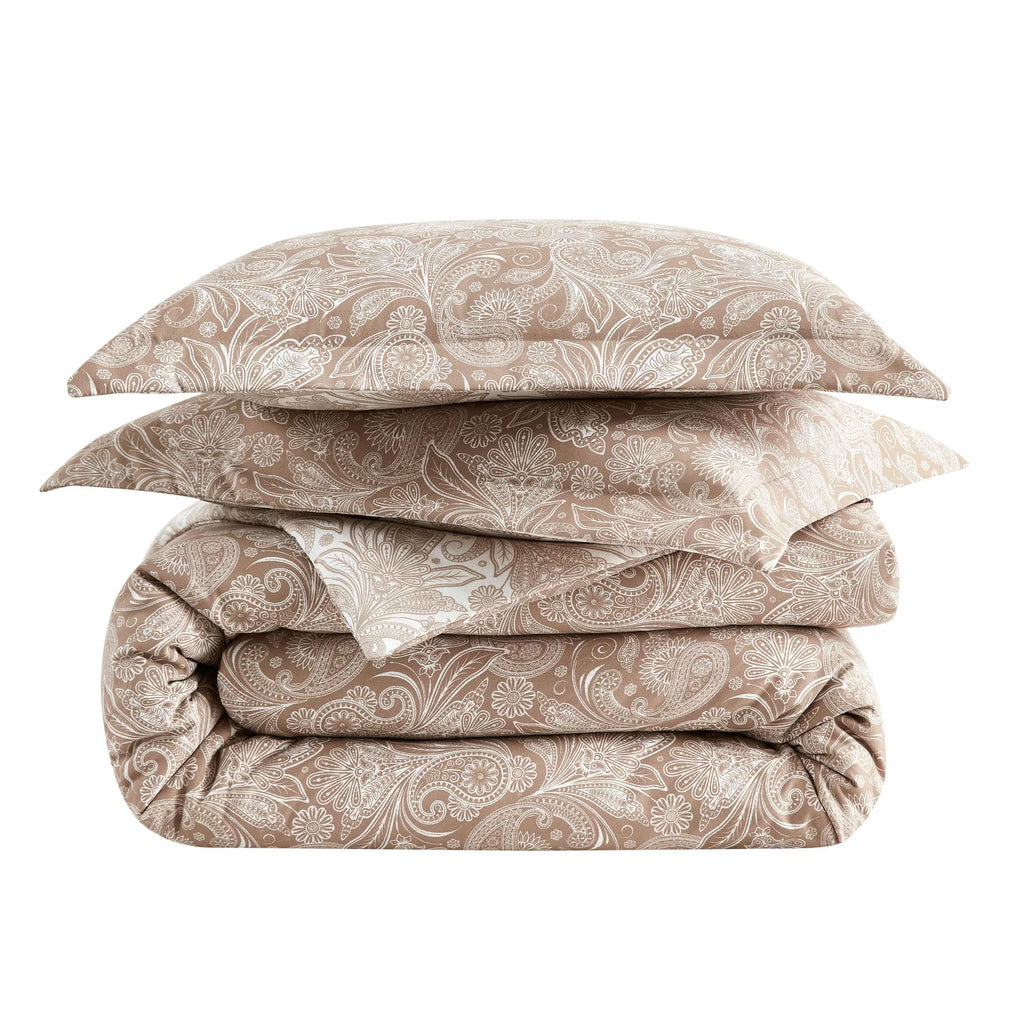 Paisly Garden Reversible Comforter Set, Taupe