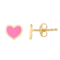 Pink Heart Enamel Earrings