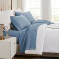 Pintuck Luxe Microfiber 4 Piece Sheet Set, Blue