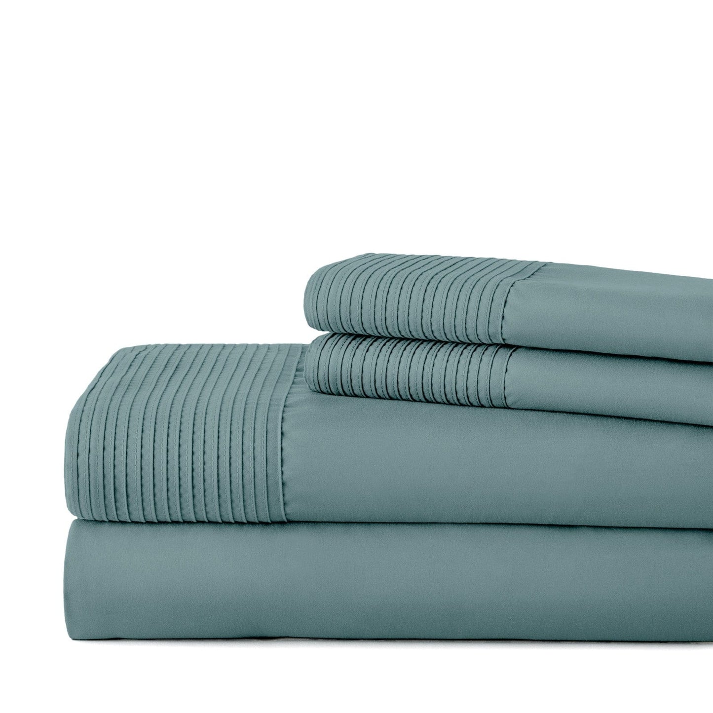 Pintuck Luxe Microfiber 6 Piece Sheet Set, Steel Blue