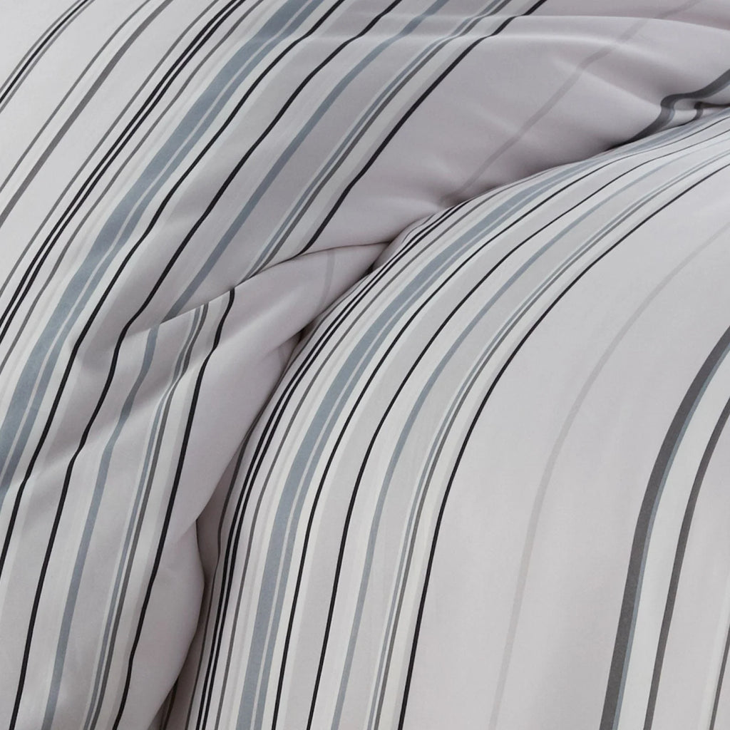 Preppy Stripes Reversible Comforter Set, Grey