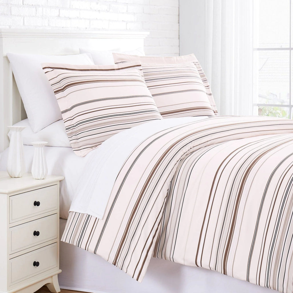 Preppy Stripes Reversible Comforter Set, Taupe
