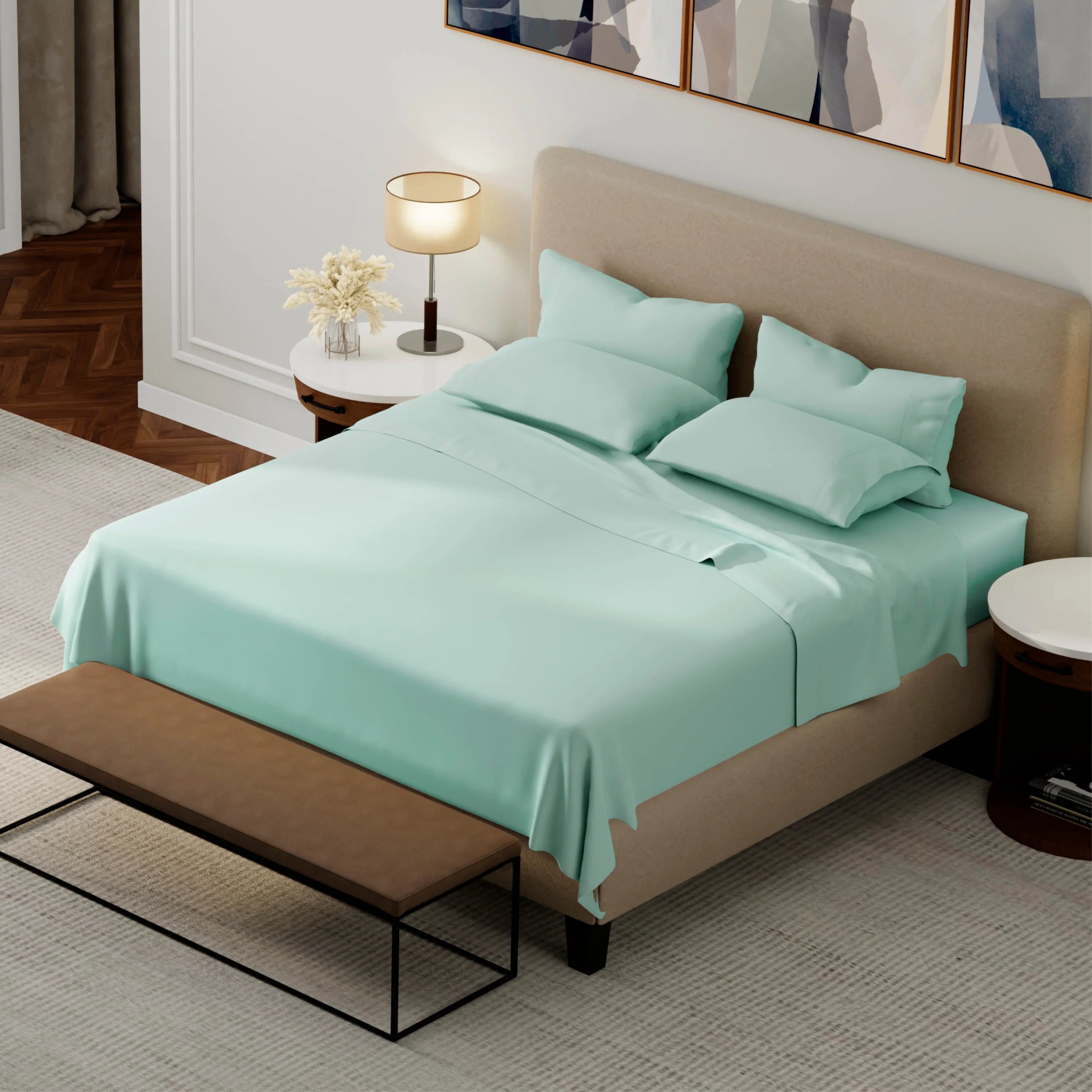 Purecare Weightless Cotton Sheets, Seafoam