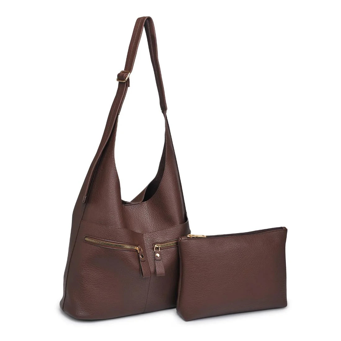 Rhea Hobo & Cosmetic Bag Set, Chocolate