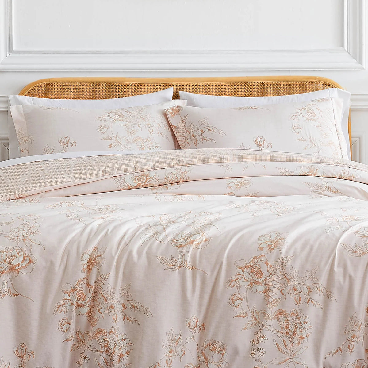 Romantic Floral Reversible Comforter Set, Taupe