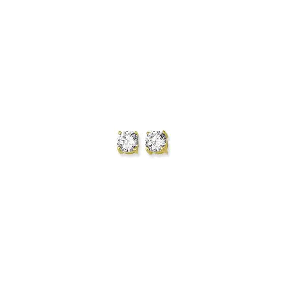 Round CZ Earrings, 6mm