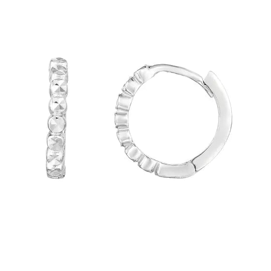 Round Diamond Cut Huggie Earrings