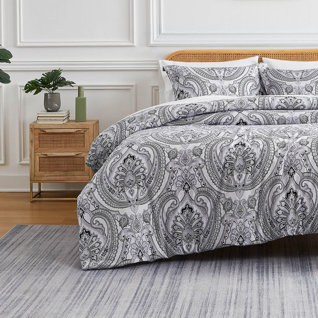 Royal Paisley Comforter Set, Black
