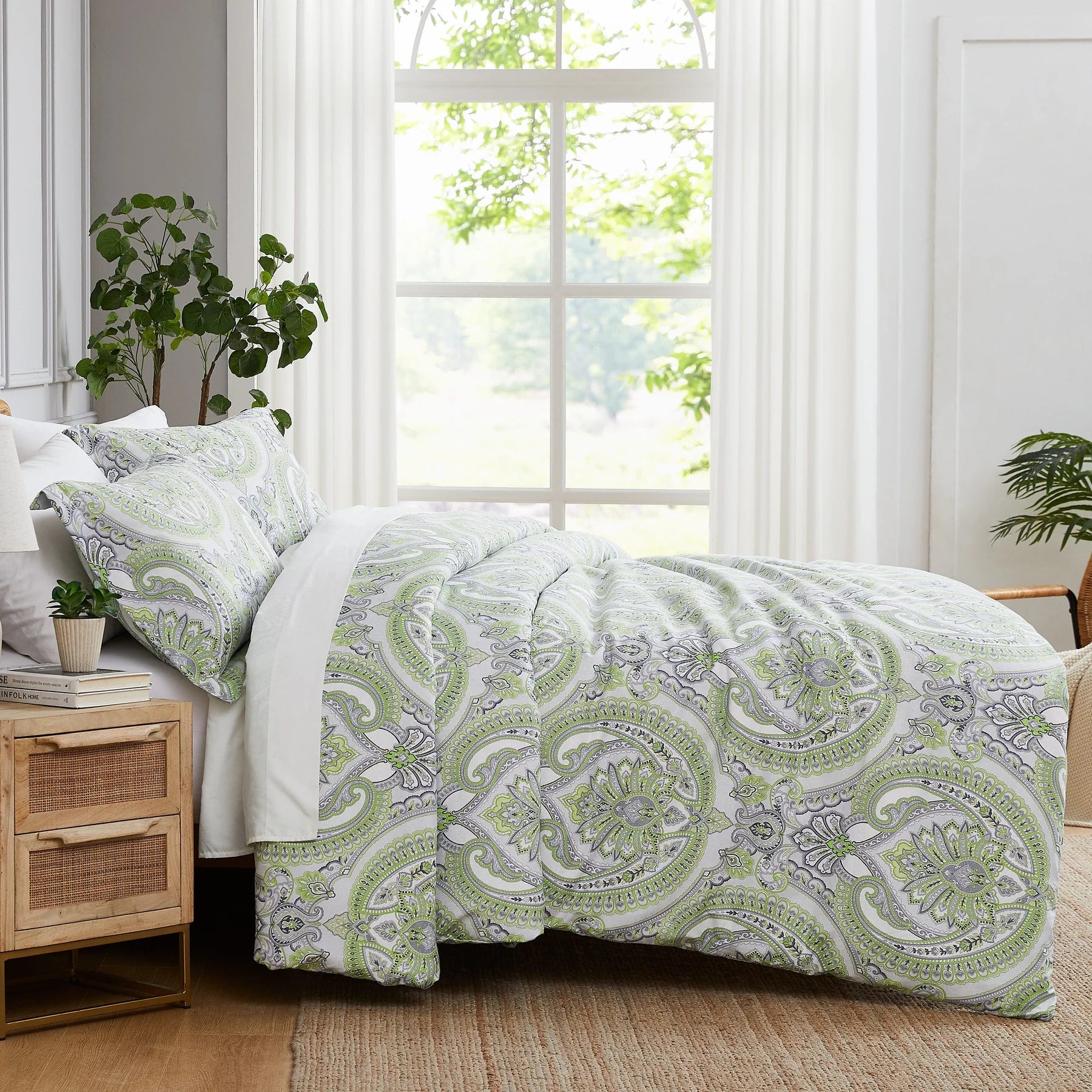 Royal Paisley Comforter Set, Green
