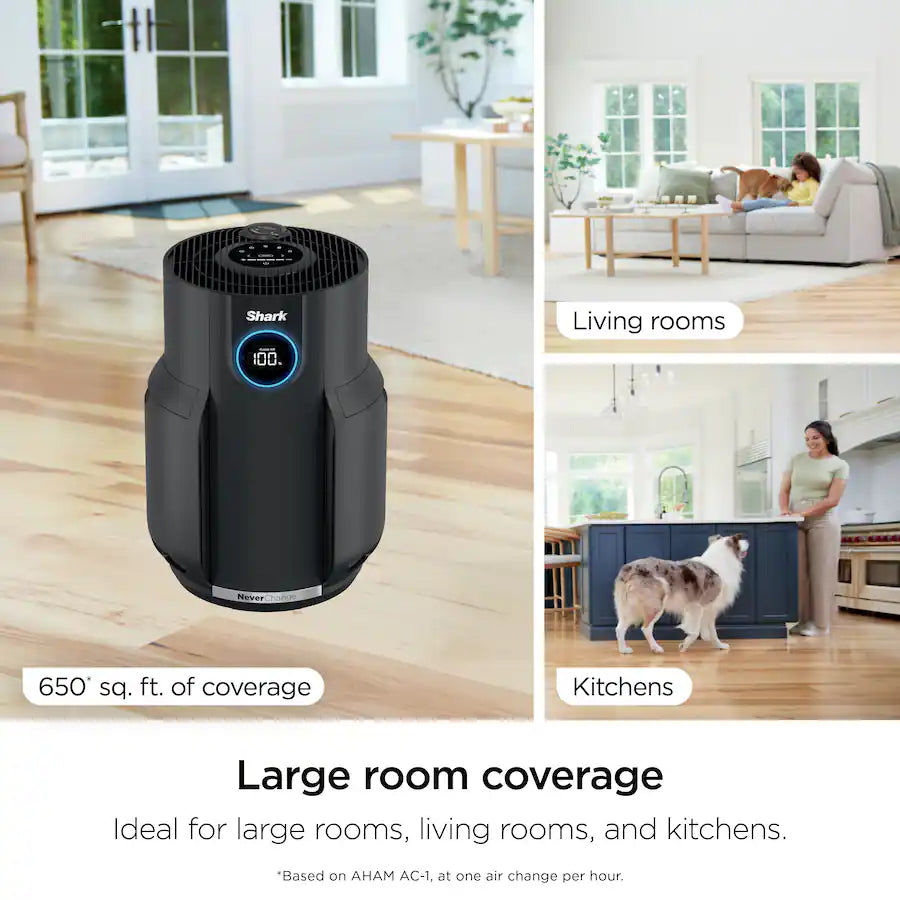 Shark NeverChange Air Purifier, 5-Year Filter Life, 650-sq Ft, Black