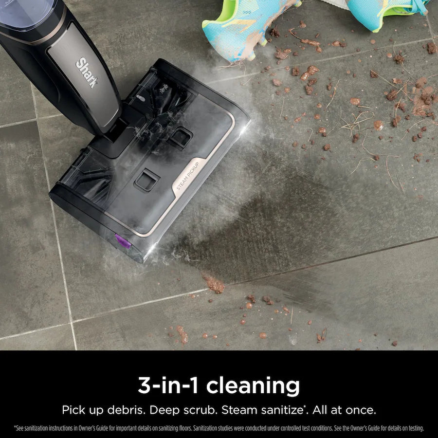 Shark Pickup 3-in-1 Steam Mop, Pick-Up, Sanitize, Black/Stone Metallic