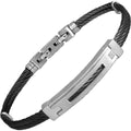 Stainless Steel & Black Cable Wire Bracelet