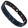 Stainless Steel Magnetic Black & Blue Accent Bracelet