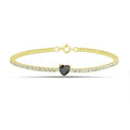 Sterling Silver Black Sparkling Heart Tennis Bracelet