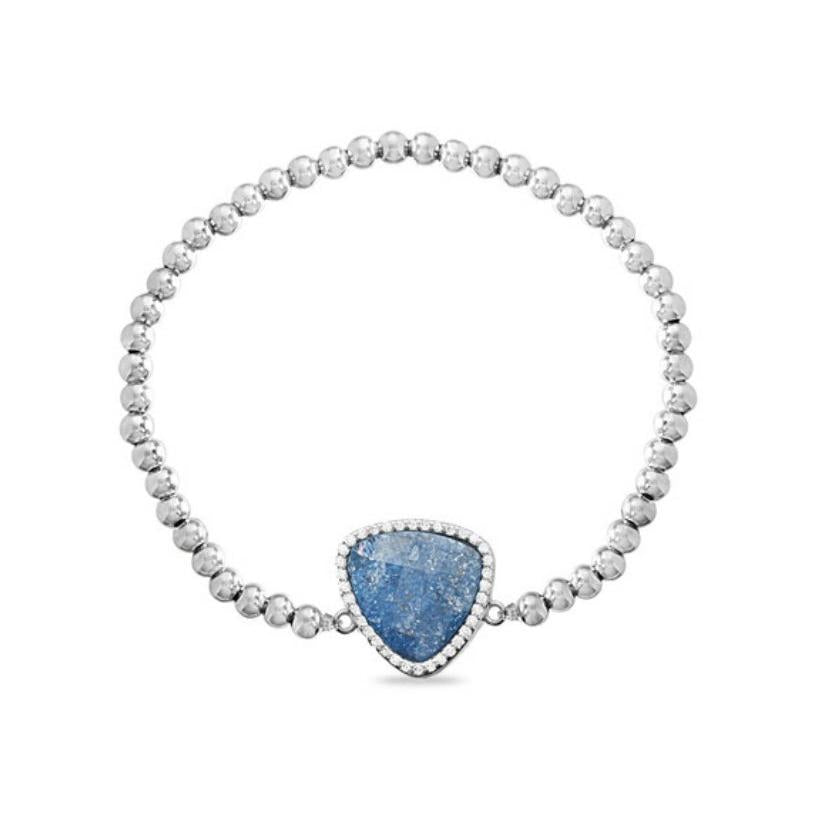 Sterling Silver & Blue Quartz Stretch Bracelet