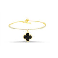 Sterling Silver Clover Tennis Chain Bracelet, Gold