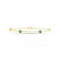 Sterling Silver & Green CZ Hearts Bracelet, Gold Plated